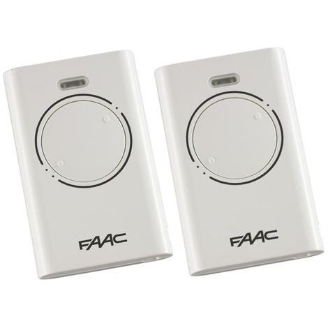 Faac – 2er-Pack 2-Kanal-Fernbedienungen (868 MHz) – Batteriebetrieben – Kompatibel mit Tor- und Garagentoröffnern – Automatisch – Weiß