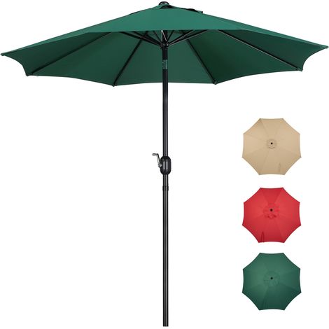 Yaheetech Ombrellone da Giardino Inclinabile con Manovella in Alluminio e Poliestere Impermeabile Anti UV da Esterno Spiaggia Terrazze Bar Balcone ø 270 x 240 cm Verde Scuro