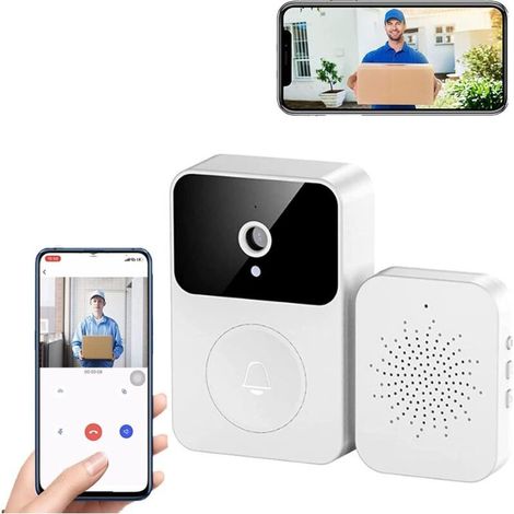 Sonnette Sans Fil Connectée Avec Caméra De Surveillance, Wifi Smart Camera, Enregistrement Vidéo, Sonnette Porte (Type-C), Plusieurs Sonnerie Rechargeable, Connexion Smartphone Android Et Iphone. - RW (1/5)