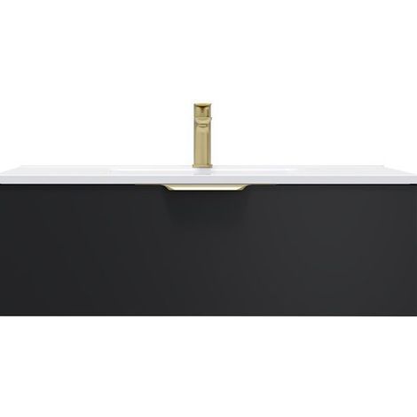 Meuble de salle de bain suspendu vasque intégrée 90cm 1 tiroir Noir - Venice (1/5)