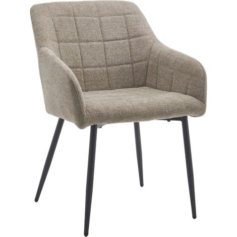 Home Heavenly® - Pack 2 sillas FREYA, diseño envolvente, tapizadas en tela con patas metálicas estilo nórdico. Color: Beige tostado jaspeado (1/5)