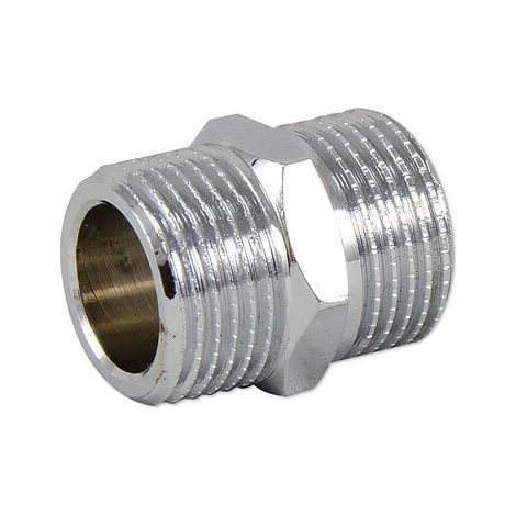 Messing Gewindefitting-Doppelnippel 3/8'' AG x 3/8'' AG - verchromt (1/2)