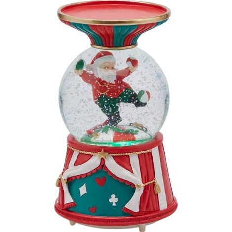 Sfera di vetro scena "Circo natalizio" con luci a led e musica, 19 cm (1/2)