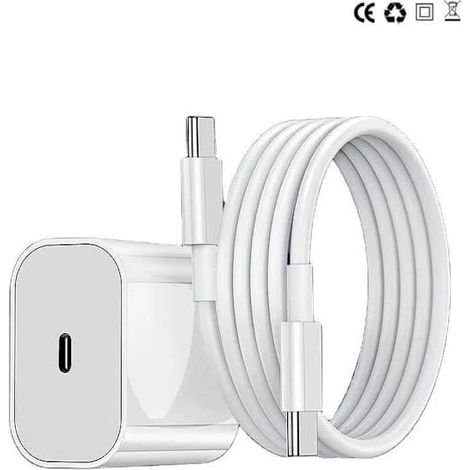 Lot de 4 chargeurs pour iPhone - Chargeur rapide - Adaptateur + câble de 2 m 20 W Lightning Blanc (1/5)