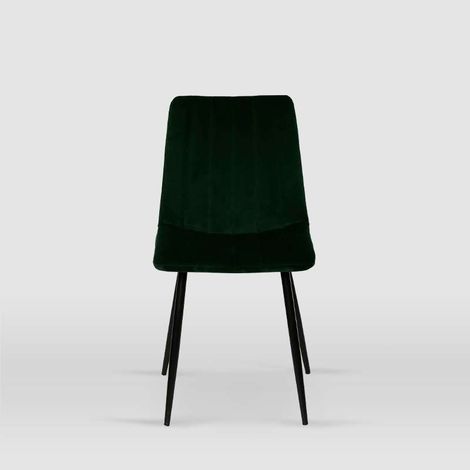 Pack de 4 sillas modelo IRIA tapizadas en terciopelo verde botella, 44cm(ancho ) 88.5cm(altura) 55cm(fondo) (1/4)