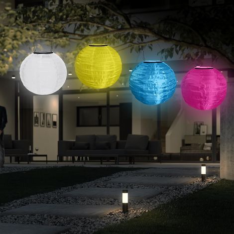 4-Piece Solar Lantern Set, 20cm Multicolor Nylon, IP65 Waterproof, for Garden, Wedding, Patio (1/5)