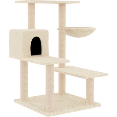 Tiragraffi per gatti Mobili per arrampicata su torre Tiragraffi piattaforma da arrampicata con tiragraffi in sisal 82,5 cm crema 020022525