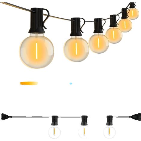 Guirnalda de luces para exteriores, bombillas irrompibles, diseño impermeable, 30 metros (100 pies), 50 LED, enchufe europeo. (1/2)