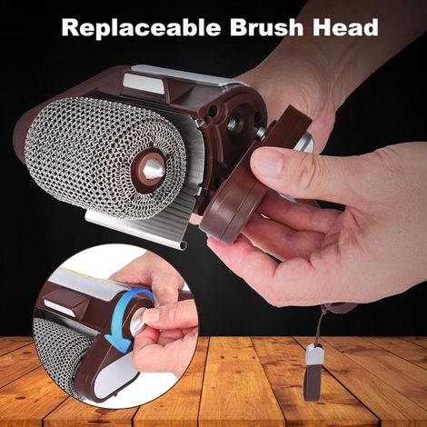 Irovami Nettoyeur électrique pour gril , Brosse BBQ sans fil 350 RPM, rouleau inox, LED – Batterie 2600mAh, compatible lave-vaisselle (1/3)