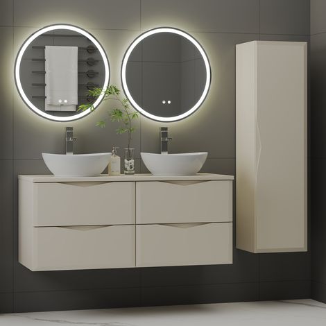 Conjunto de muebles con doble lavabo 120cm y columna Ellie Cachemira