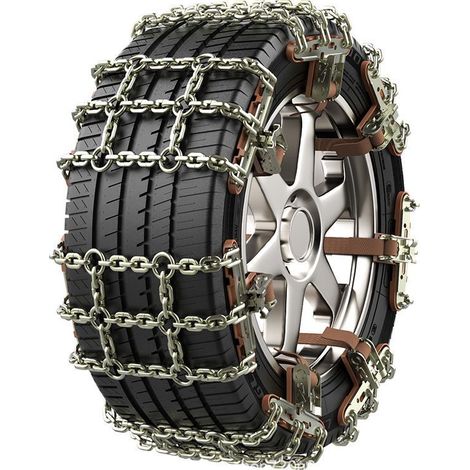 Chaînes à neige automatiques 2 pièces – Acier au manganèse et TPU – Largeur pneus 205-235 mm – Vitesse max 30 km/h (1/5)