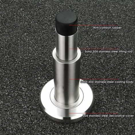 Fermaporta e paracolpi, acciaio inox 304, regolabile, fermaporta in gomma extra lungo, protezione per maniglia, fermaporta a parete (1/3)