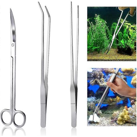 Ciseaux pour aquarium - Ciseaux miroir en acier inoxydable pour aquarium, adaptés à la taille des plantes d'aquarium d'eau douce et d'eau de mer, aux aquariums et aux terrariums. (1/5)