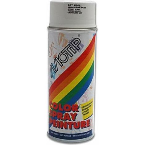 Motip Sprühfarbe für Autos, Grundierung, weiß / 400 ml / m01611,