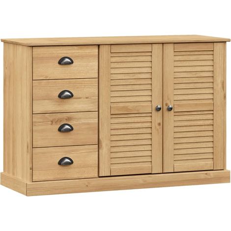 Credenza cassettiera mobile contenitore organizer cucina soggiorno salotto con cassetti 113 x 40 x 75 cm legno massello di pino marrone 020030134