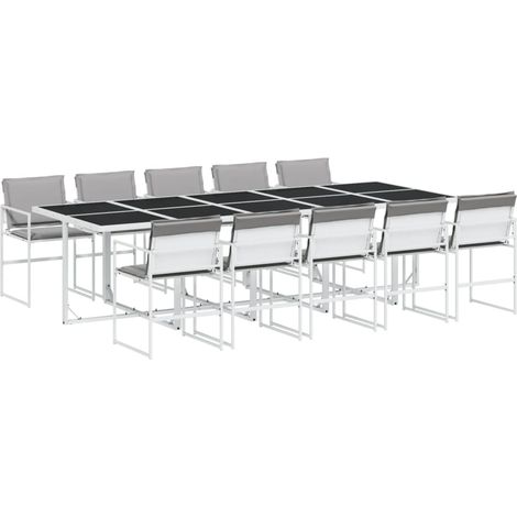 Maison Exclusive - Set da Pranzo da Giardino 11 pz con Cuscini Bianco in Textilene