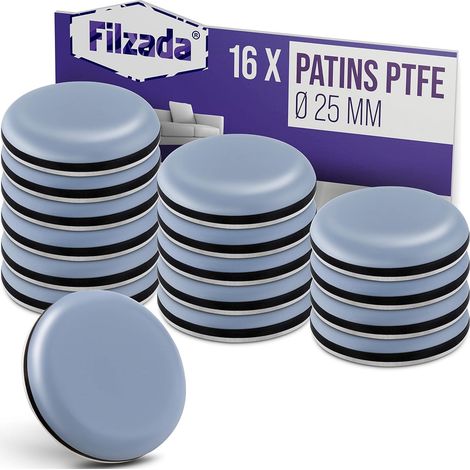 16 Patins Glisseurs Téflon Autocollants - Ø 25 mm Rond - Protection Sol Silencieuse - Pour Chaises et Meubles Lourds - Intérieur (1/5)