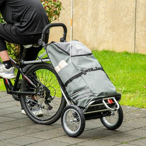 Rimorchio bici 2 in 1 carrello spesa pieghevole alluminio grigio 24,3 kg DESVIAE (1/5)