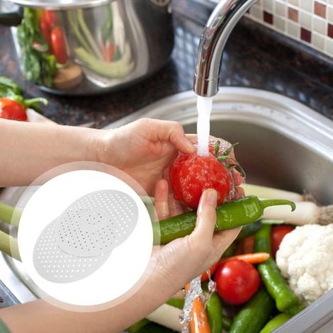 Set di 2 protezioni rotonde in gomma per lavelli da cucina, tovagliette rotonde bianche da 31 cm (1/4)