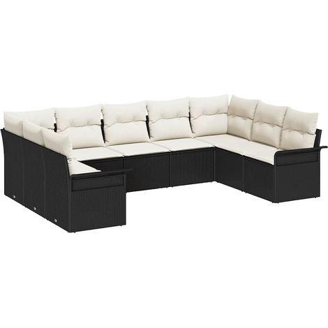 Maison Exclusive - Gartensofa-set mit Speicher 9 pcs Schwarz Poly