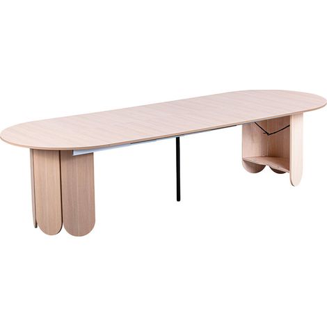 Paris Prix – Table à manger extensible 110-310cm – Panneaux de particules et métal – Jusqu'à 14 couverts – Bois clair (1/5)