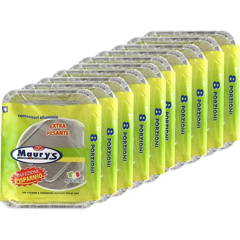 MAURY'S SET 10 CONTENITORI RETTANGOLARI IN ALLUMINIO DA 8 PORZIONI