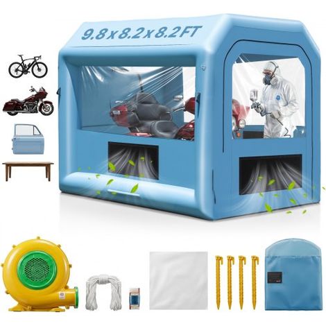 Cabine de Peinture Gonflable 3x2,5x2,5 m, Tente Peinture Gonflable Automobile avec Souffleur Puissant de 550 W et Système de Filtration, Station de Travail pour Pose de Peinture Atelier Garage (1/4)