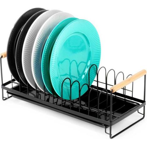 Égouttoir À Vaisselle - Métal Noir Mat - 39x16x14,5 Cm - Style Industriel - 10 Assiettes (1/5)