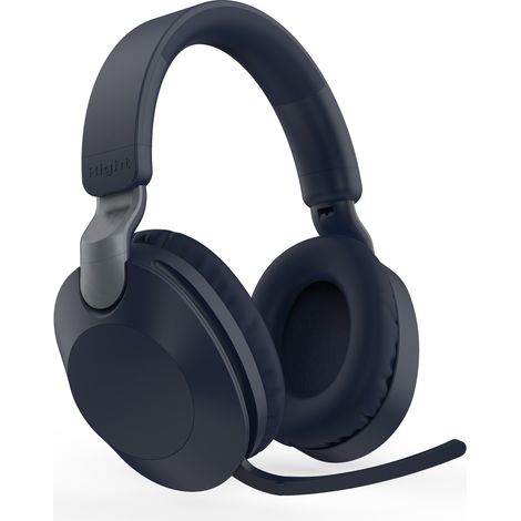 Écouteurs Bluetooth sans fil (bleus) avec microphone, réduction de bruit, son stéréo, adaptés au sport et aux jeux vidéo.