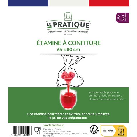 10 Federe di garza per confettura 65 x 80 cm, colore bianco (pressa frutta) - Le Pratique