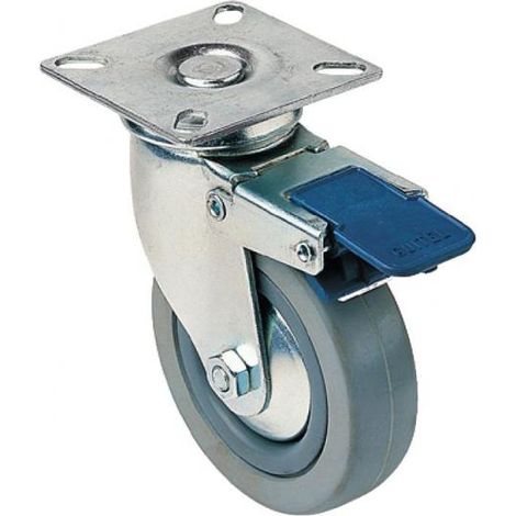 Roulette industrielle Pivotant avec frein Guitel Hervieu, Acier galvanisé, Ø 50mm, 40kg ( Prix pour 1 ) (1/2)