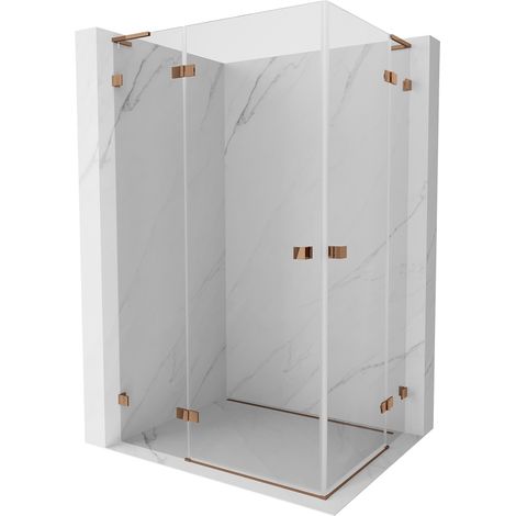 Mexen Lunar L Duo Duschkabine 90 x 85 cm, transparent, Roségold - 34L-090L-085P-60-00