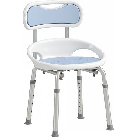 HOMCOM Shower Chair with Back, Adjustable Height, Side Support (1/5)