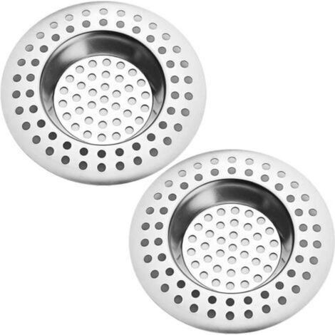 Set di 2 tappi di scarico per lavello da cucina in acciaio inox - Protezione standard - Per bagno, cucina, doccia (diametro esterno 7,5 cm, diametro interno 3,6 cm) (1/5)