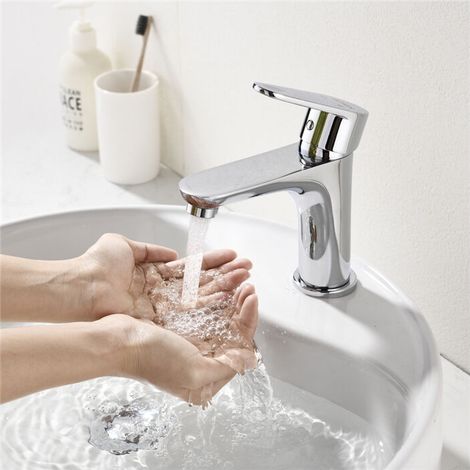 Robinet Salle de Bain Chromé Mitigeur de Lavabo à Deux Voies pour Salle de Bain Robinet de Lavabo en Laiton Robinetterie Moderne (1/5)