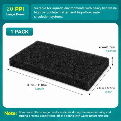 Mousse de filtration pour aquarium 20 PPI, feuille de mousse filtrante découpable pour filtre interne, externe et bassin