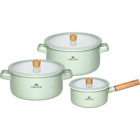 Set di vasi in smalto GERLACH Natur verde pastello (6 pezzi) 1 pz. (1/5)