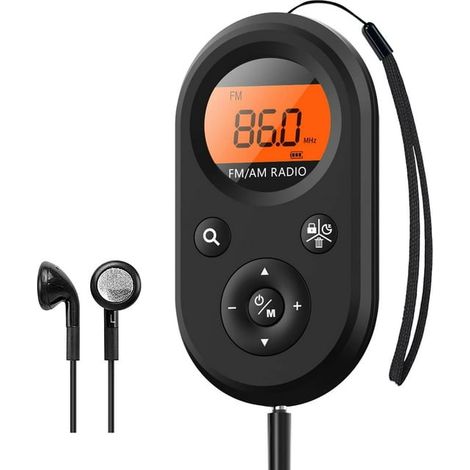 Radio portátil AM/FM, radio de bolsillo personal, recargable, pequeña radio digital de transistores, adecuada para senderismo, caminatas y trote. (1/5)