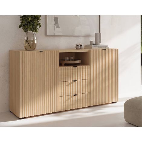 Judy - buffet bas 150 cm - 2 portes, 3 tiroirs et 1 niche - bois (1/5)