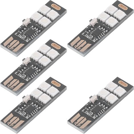 Lot de 5 mini lampes USB ultra-minces et multicolores (7 couleurs RGB) pour rétroéclairage TV, lampe de table, 5 V CC (1/5)