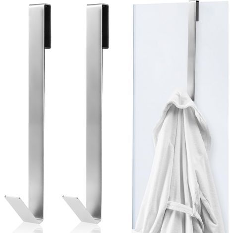 Lot de 2 crochets de porte de douche de 25 cm pour salle de bain, crochets robustes sans perçage en acier inoxydable pour porte de douche en verre sans cadre (1/5)
