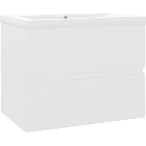 Armoire d'évier avec lavabo intégré 60 x 38,5 x 45 cm aggloméré blanc