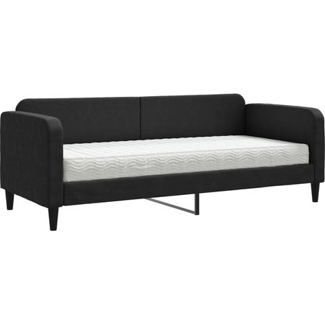 Lit adulte,Lit de jour avec matelas noir 80x200 cm tissu103326 (1/5)