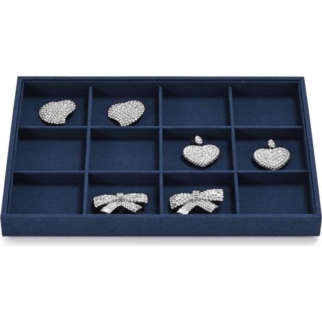 Bleu Microfibre Plateaux à Bijoux 12 Grilles Boucles D'oreilles Bracelets Display Organizer Plateaux (1/5)