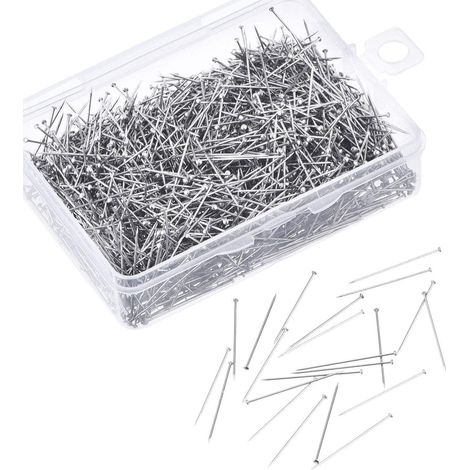 Épingles de Couture, 300 PCS Épingles à Tête Plate en Acier, Épingles Nickel, Épingles à œil, Épingle Droite pour Couturière, Bijoux, Artisanat, Projets de Couture, 35  5MM (1/5)