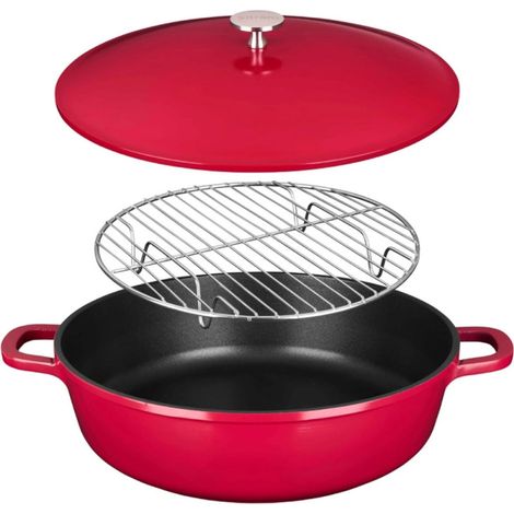 Sitram 716946 Sauteuse cocotte 6-en-1 Ø28 cm fonte aluminium effet pierre sans PFOA, vapeur, rôtissoire, induction & four (1/5)