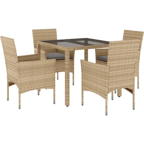 Maison Exclusive - 5-tlg. Garten-Essgruppe mit Kissen Beige Poly