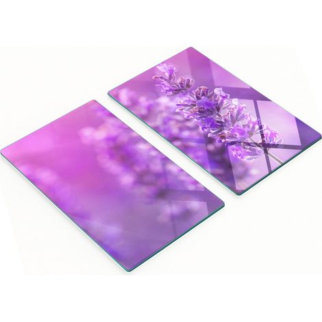Tableros decorativos multifuncionales de vidrio templado color lavanda, 2x30x52 cm.
