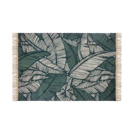 Atmosphera – Tapis shaggy en coton 120 x 170 cm – Motifs jungle verts – Tissé avec franges – Confort et douceur pour intérieur