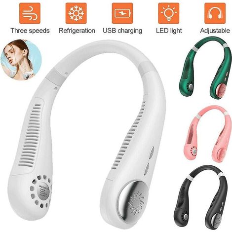Mini ventilatore da collo Ventilatore portatile senza lama Ventilatori sospesi senza foglie ricaricabili USB Neri (1/3)